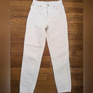 Mango Jeans Mom White High Waist Ankle Denim Pants Women Size 1